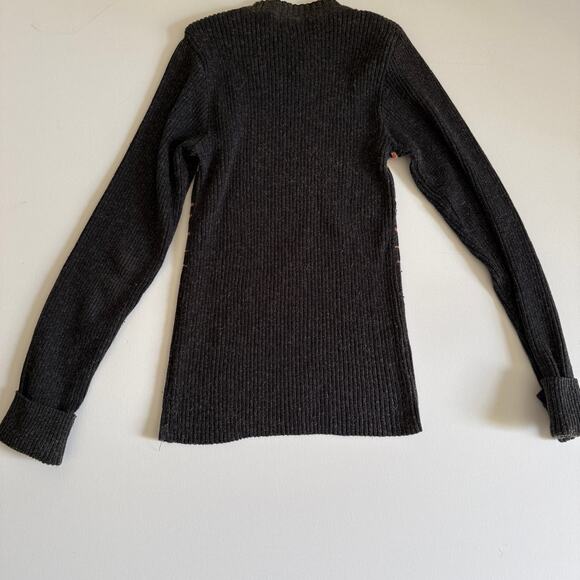 90s Vintage DIESEL Brown and Orange Chest Stripe Crew Neck Ribbed Sweater Medium - Picture 2 of 8